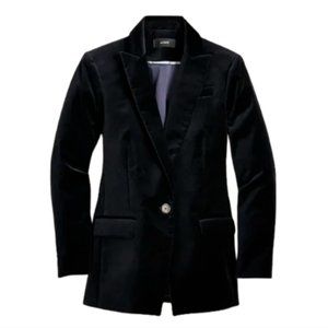 NWT JCrew Willa Velvet Blazer Jacket Womens 8 Black Stretch Coat BD005 NEW